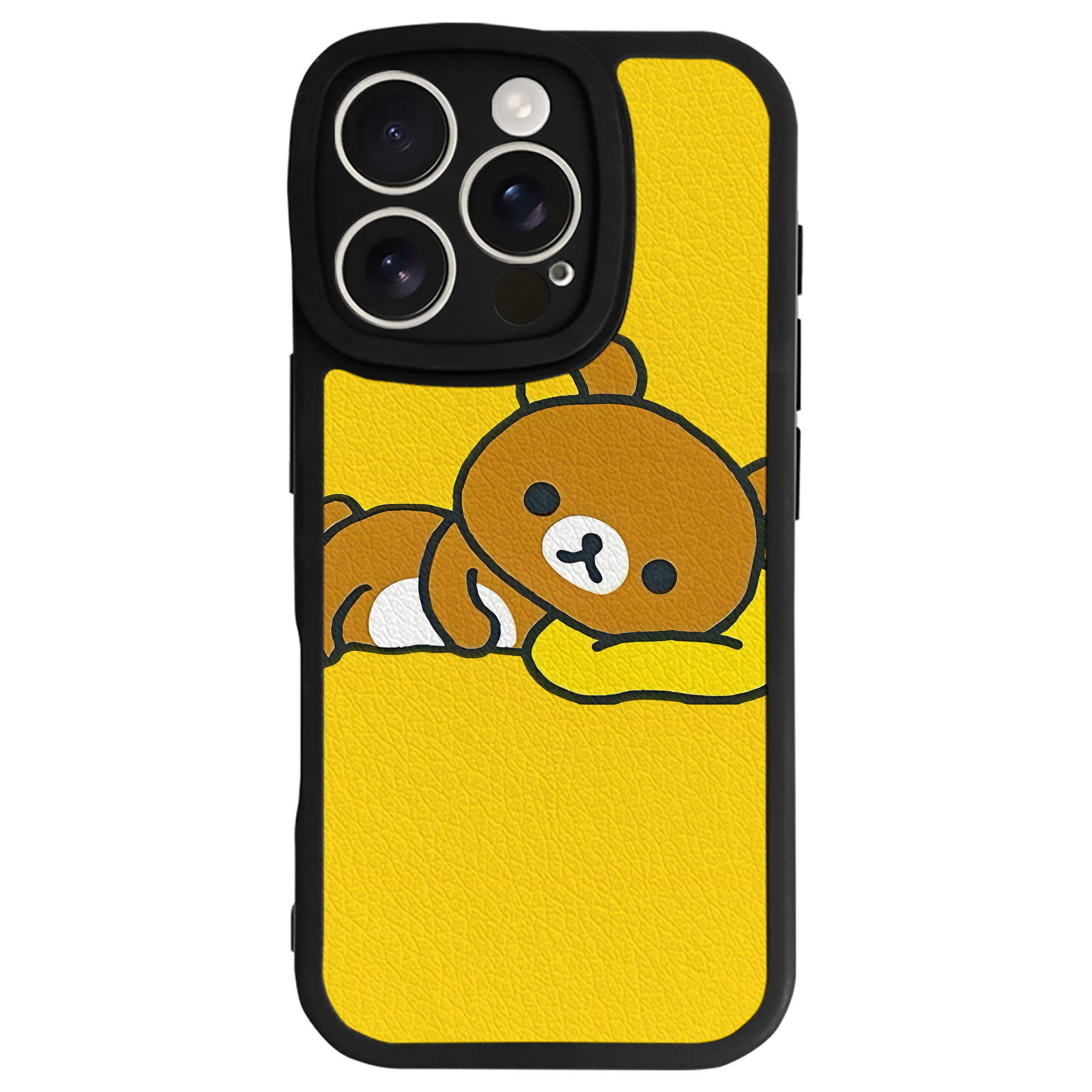 （画像用） リラックマ リラックマ キイロイトリ Rilakkuma Korilakkuma Kiiroitori 【iPhone 16シリーズ対応】シリコンスマホケース（レザー調） 材質：シリコン